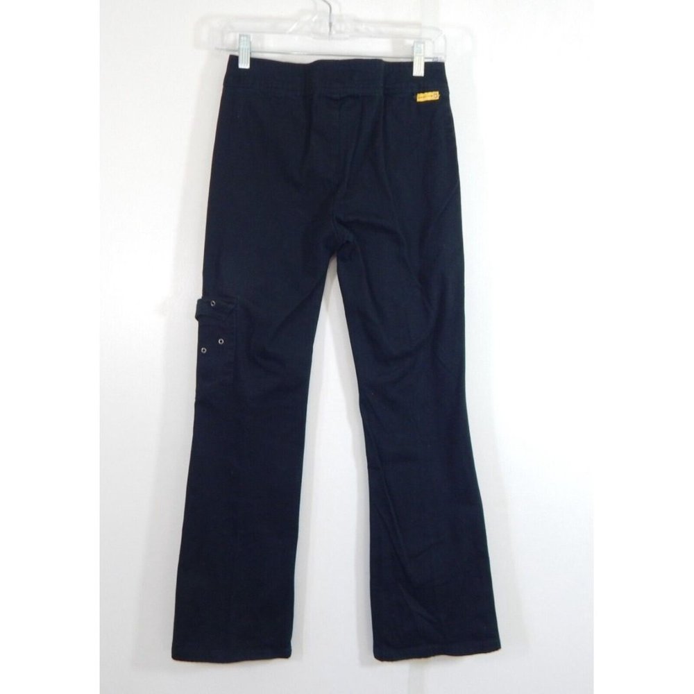 90s GASOLINE pants low rise bootcut cargo Y2K casual stretch black SMALL - Picture 5 of 9